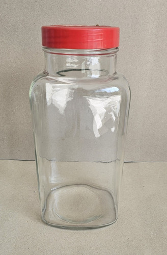 Vintage sweet jar - with, red