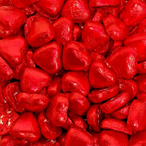 Red foil hearts - hearts, chocolate