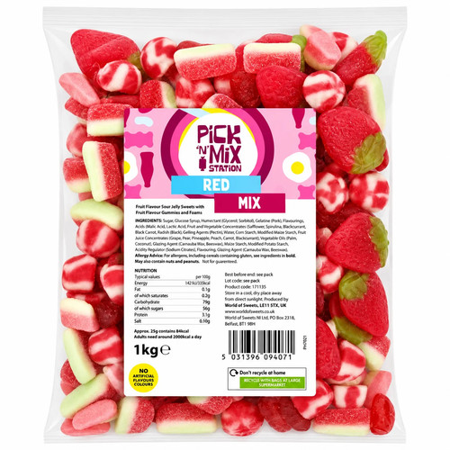 1kg red sweets - mix, from