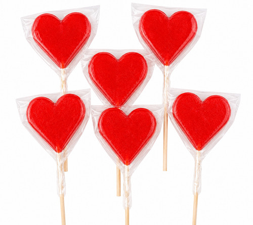 Red heart lollipops - large, 30g