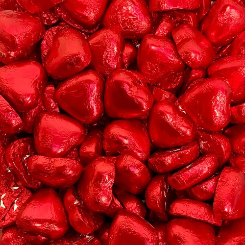 Red foil hearts - red,