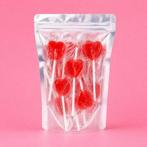 Red cherry heart lollies - cherry, 10