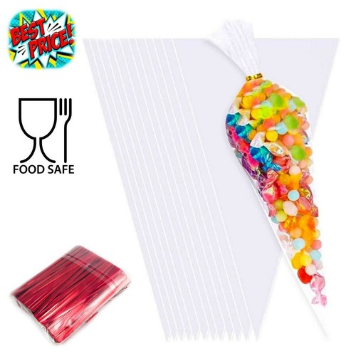 Clear cellophane cone - cellophane, sweet